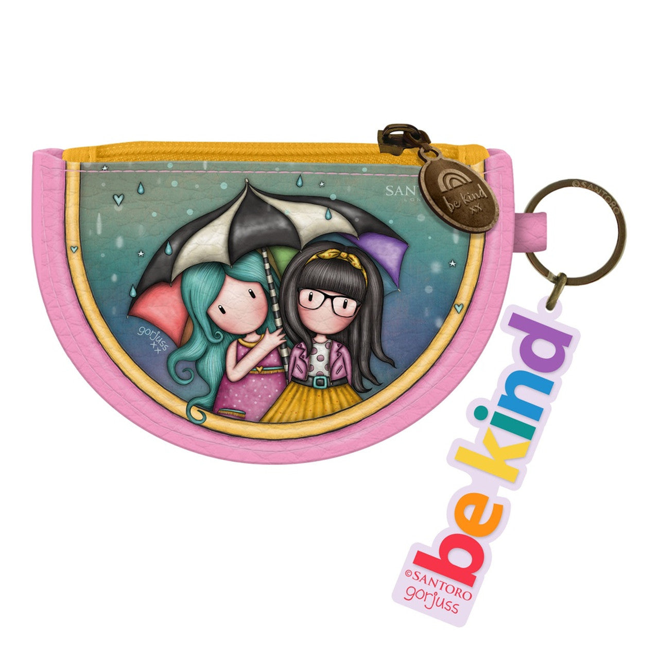 Gorjuss - Keyring Zip Purse - Be Kind To Each Other