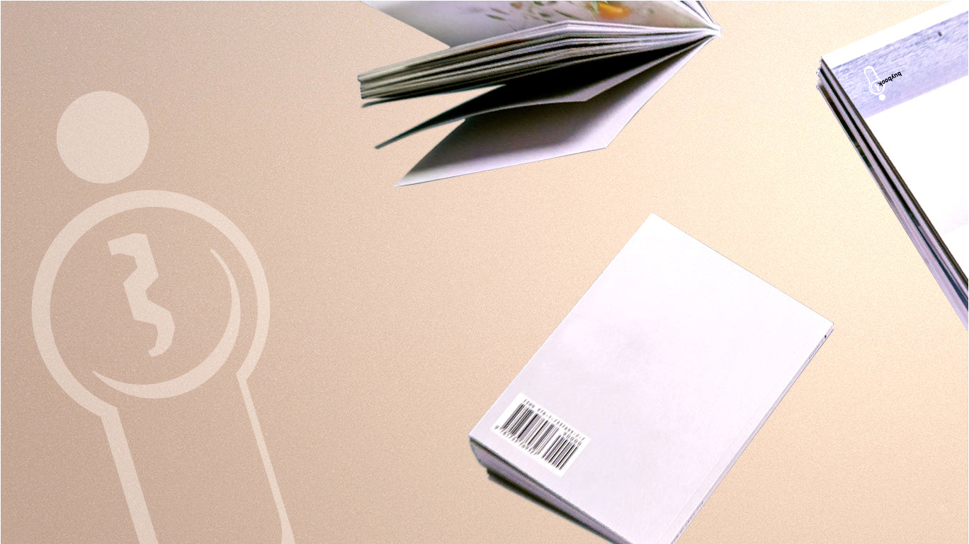open book blank cover barcode tan background