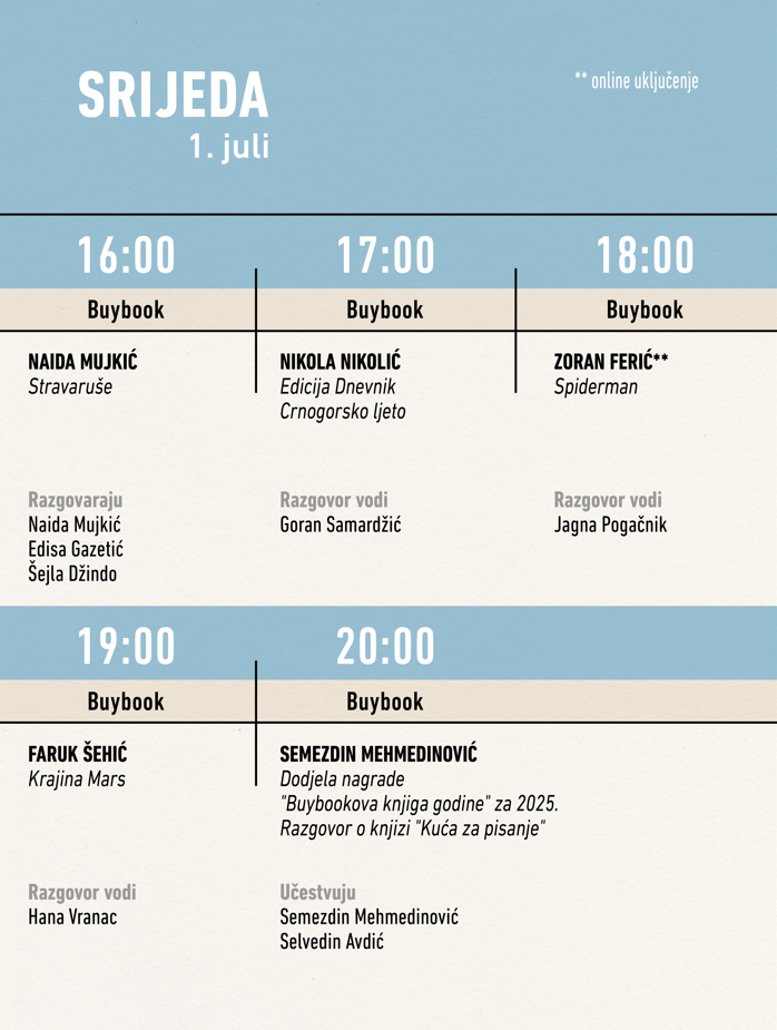 Program prvog dana Bookstana