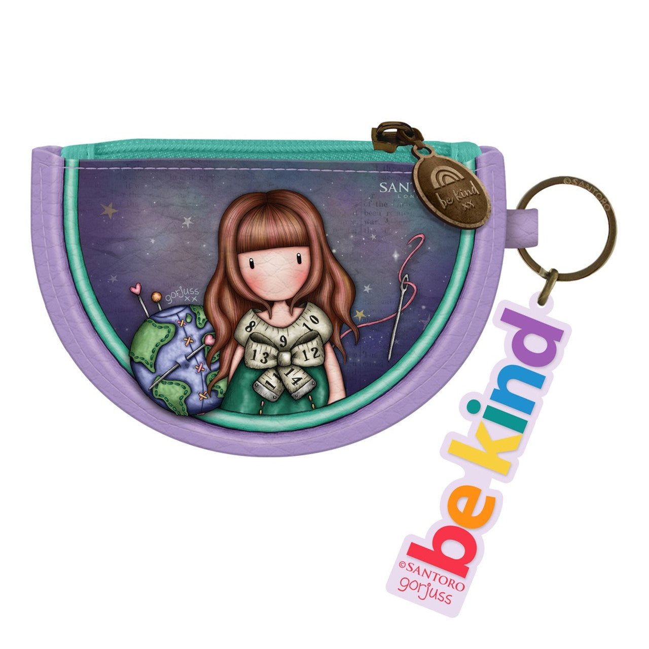 Gorjuss - Keyring Zip Purse - Be Kind To Our Planet
